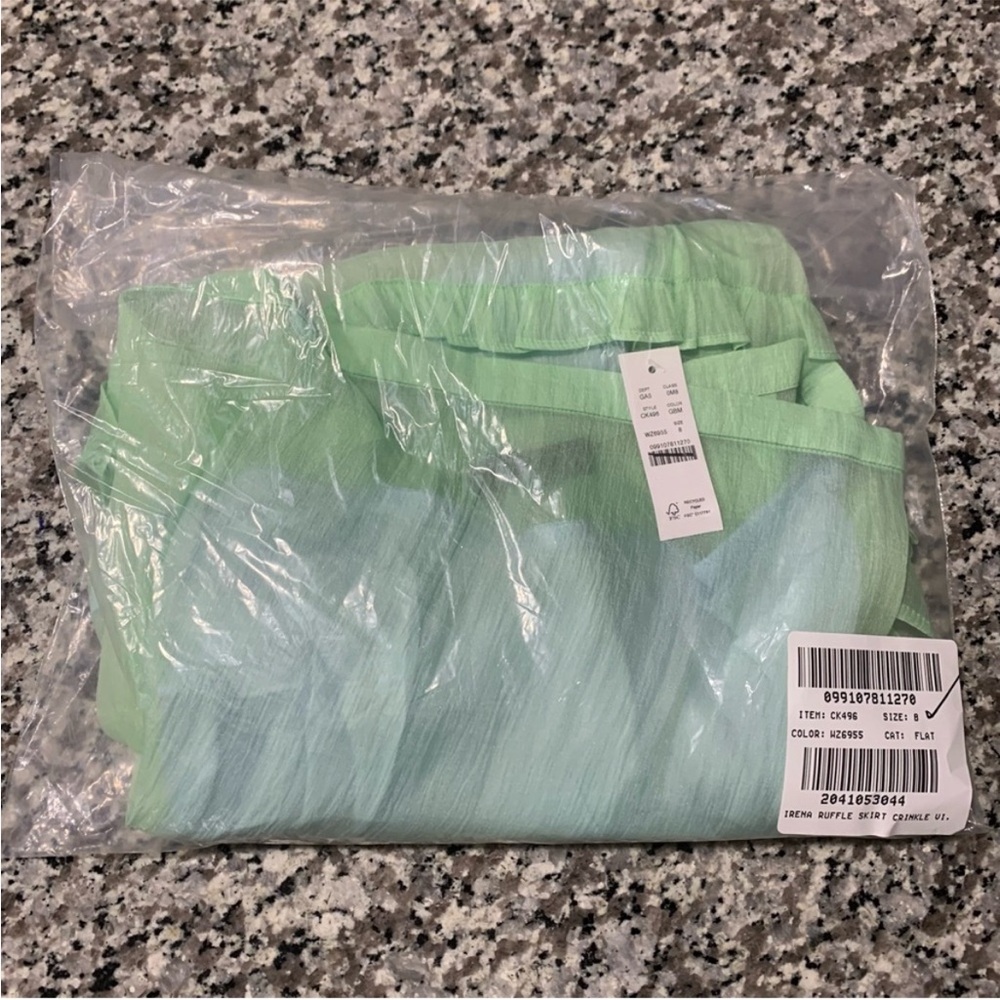 J Crew Skirt 8 Sheer Crinkled Ruffle-Trim Slip Green - Picture 7 of 12